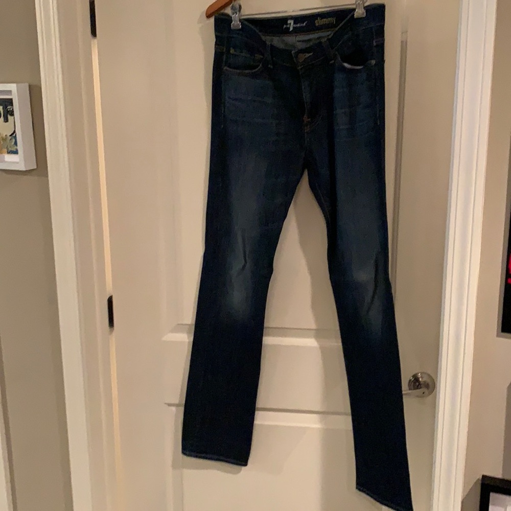 7 for all mankind “slimmy” dark-rinse jeans